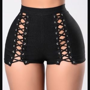 Fashion nova black lace shorts