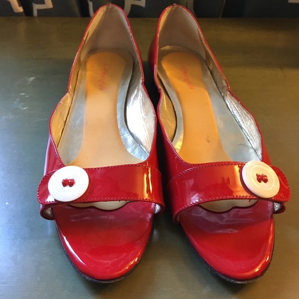 Andrea Carrano Red Peeptoe Flats Size 10