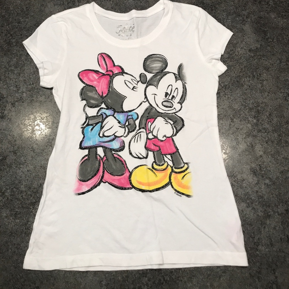 Justice Mickey and Minnie t-Shirt Girl Size 8