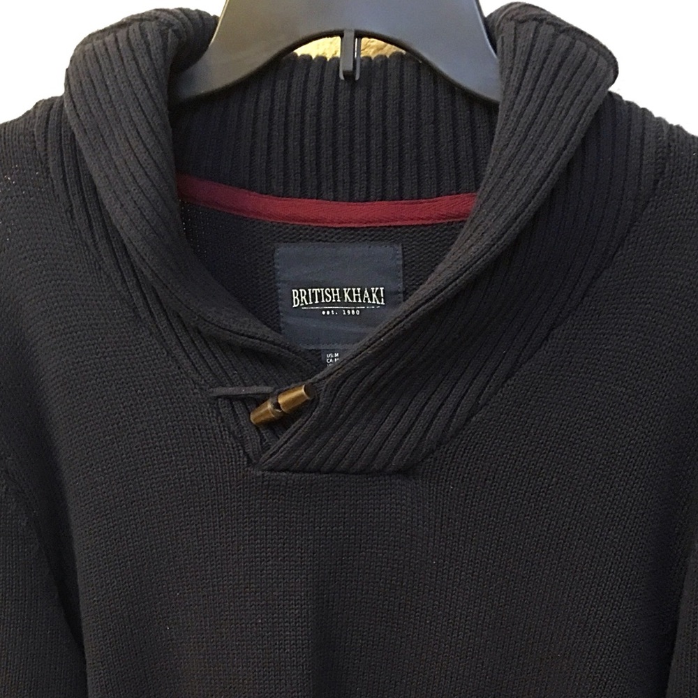 Men’s navy shawl collar sweater