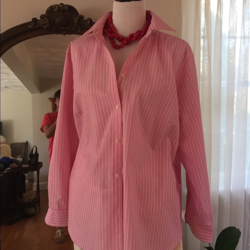 Pink and white stripe, crisp button down!