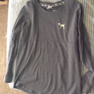 PINK - gray bling crew sweater (❌trades)
