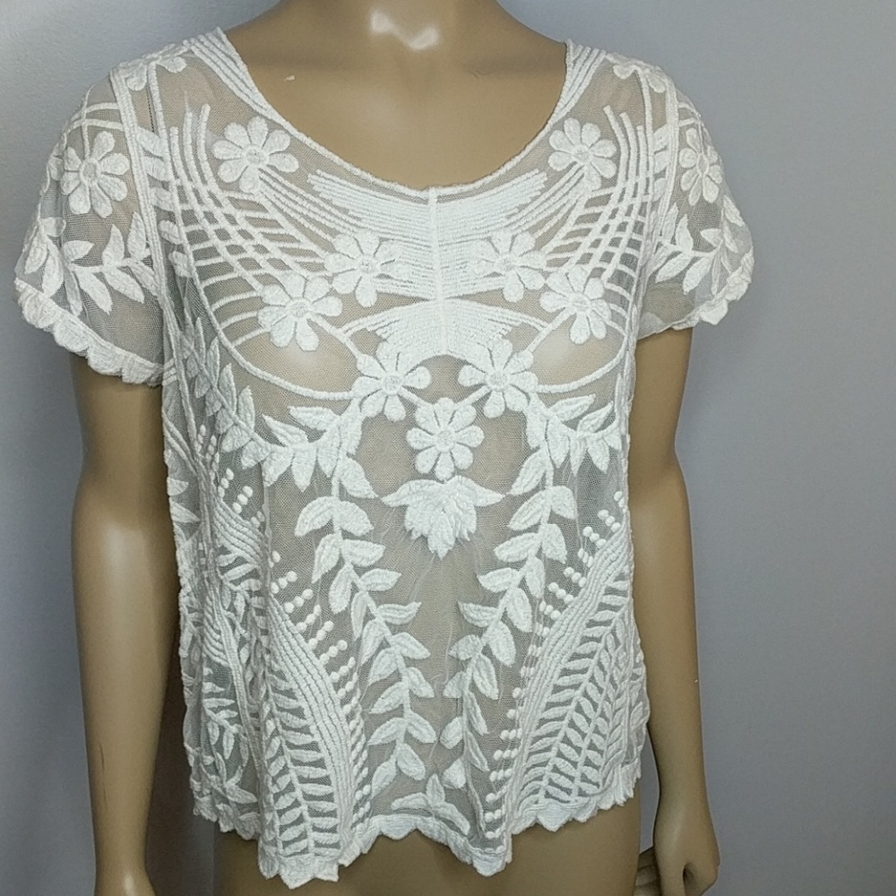 Express Cream Lace Top