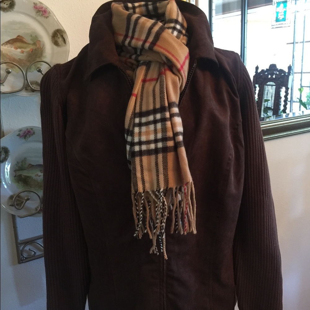 Chocolate sueded zip front jacket