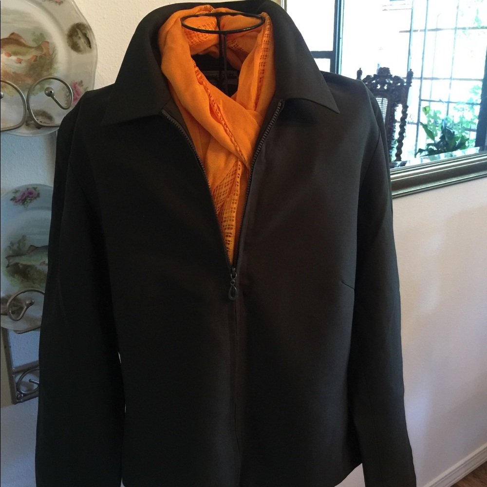 Dark olive green zip front jacket