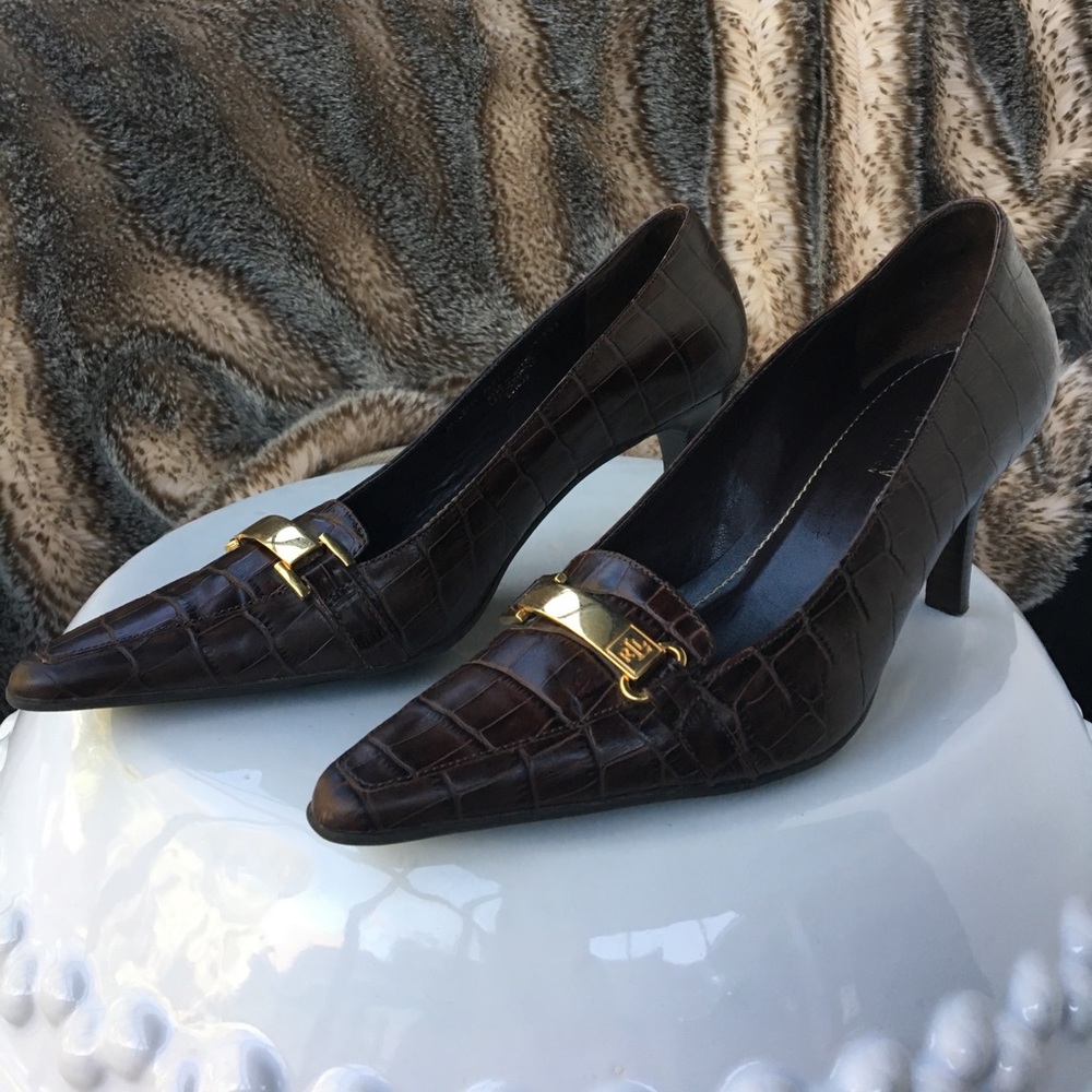 Lauren Ralph Lauren brown leather pumps heels 8.5B