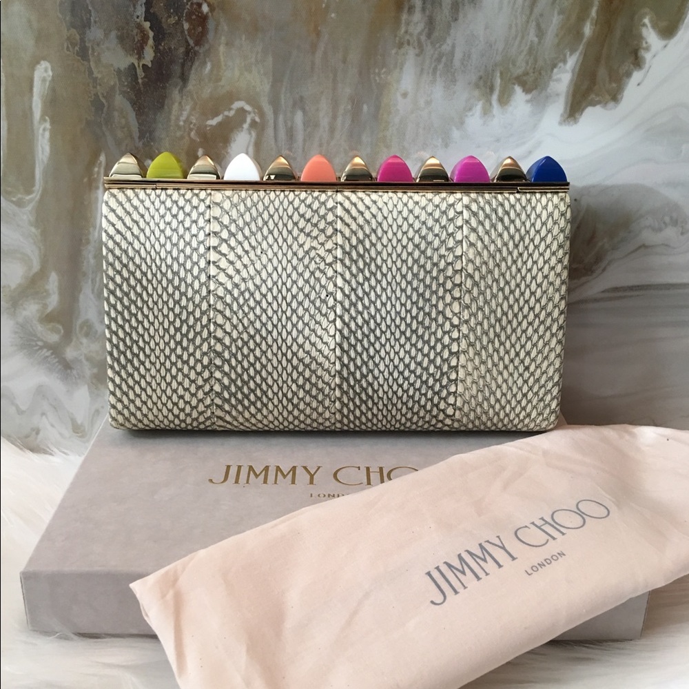 $3295 Jimmy Choo Candy Python Studded Cayla Clutch - image 3