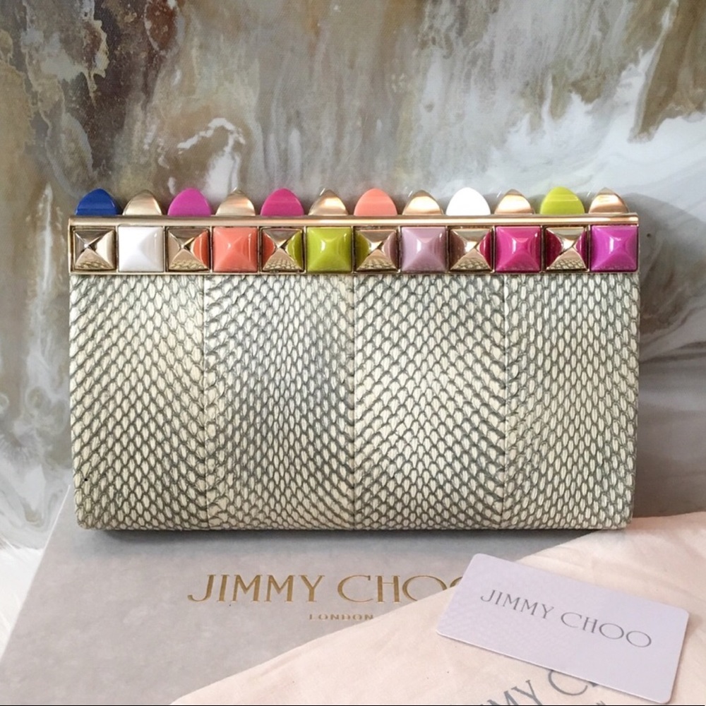 $3295 Jimmy Choo Candy Python Studded Cayla Clutch - image 4