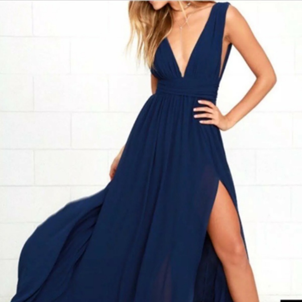 NWT Lulu's Heavenly Hues Navy Blue dress