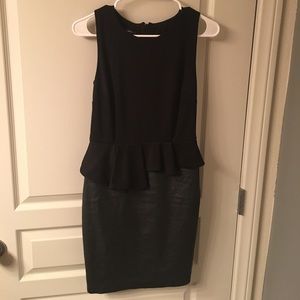 Black leather peplum dress