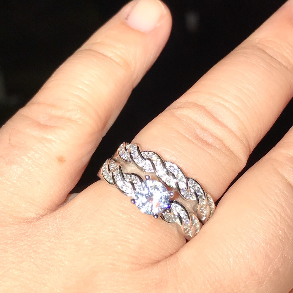 Sterling silver bridal ring set