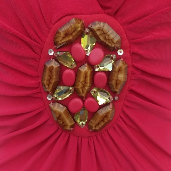 Ronnie Nicole 14 or L coral orange beaded SS - Picture 3 of 4