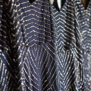 Adrianna Papell Art Deco Gown in Navy Size 10