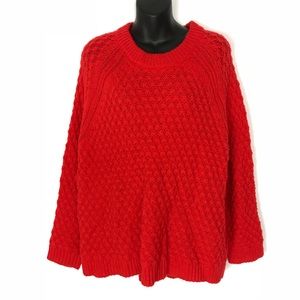 H&M Red Cable Knit Oversized Jumper/ Sweater Sz L