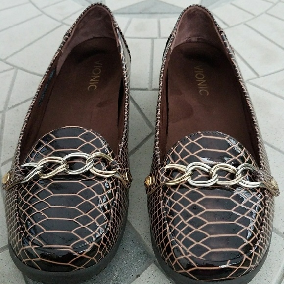 Vionic Shoes - Vionic: Brown Patent Leather Orthotic Loafers