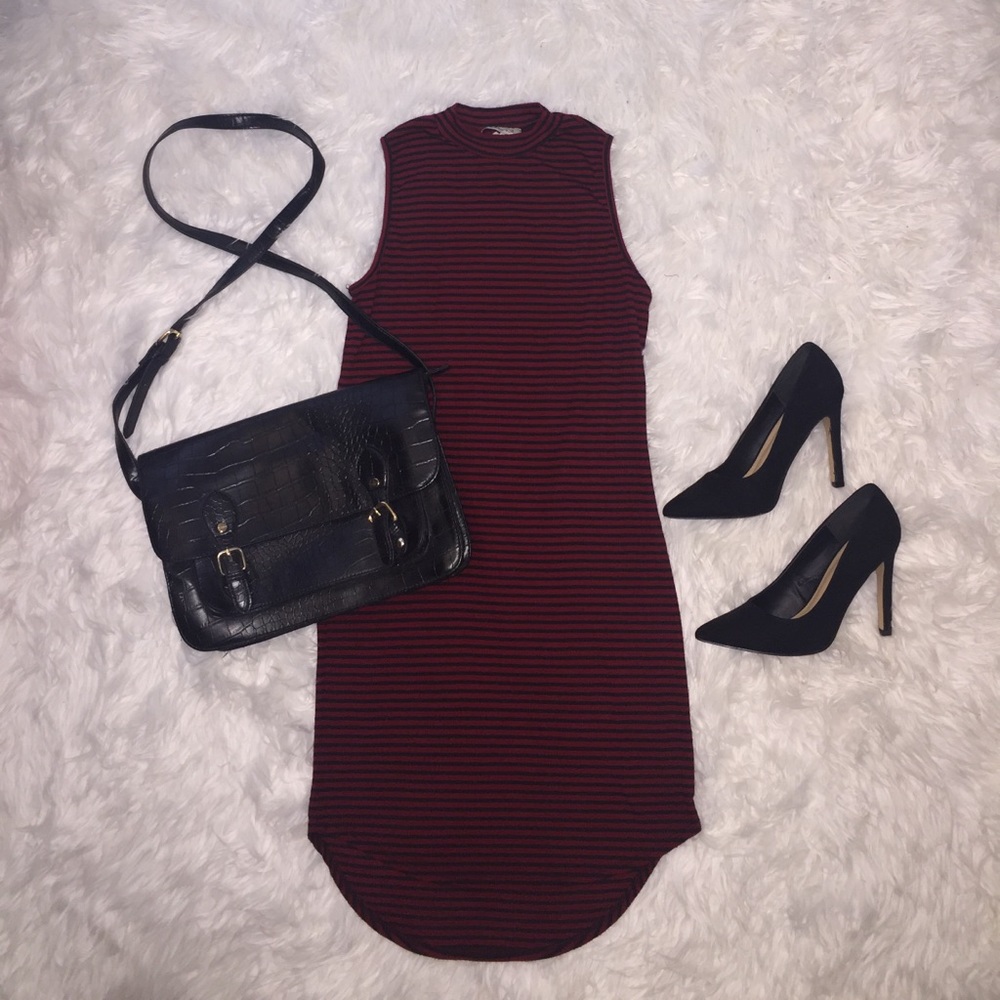 Mock Neck Midi Dress