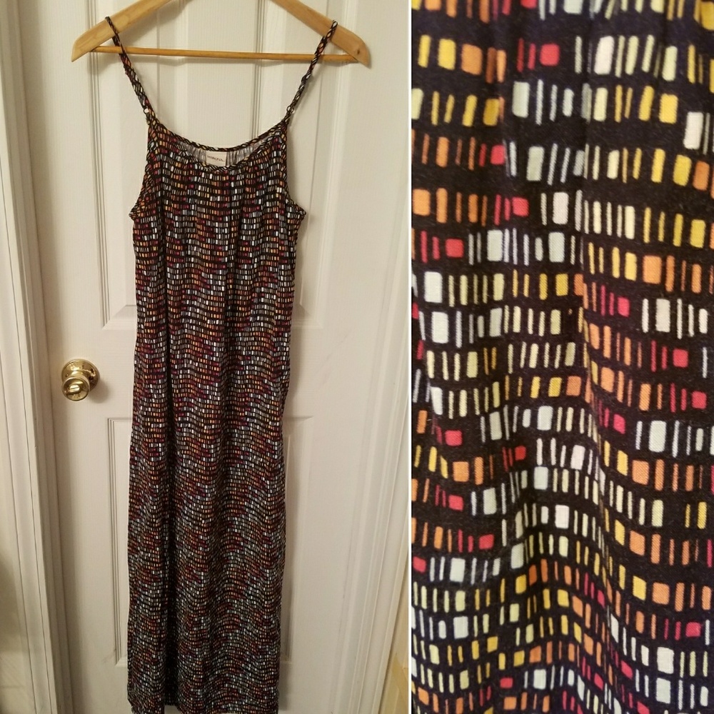 Merona Maxi Dress Black Graphic print Small EUC