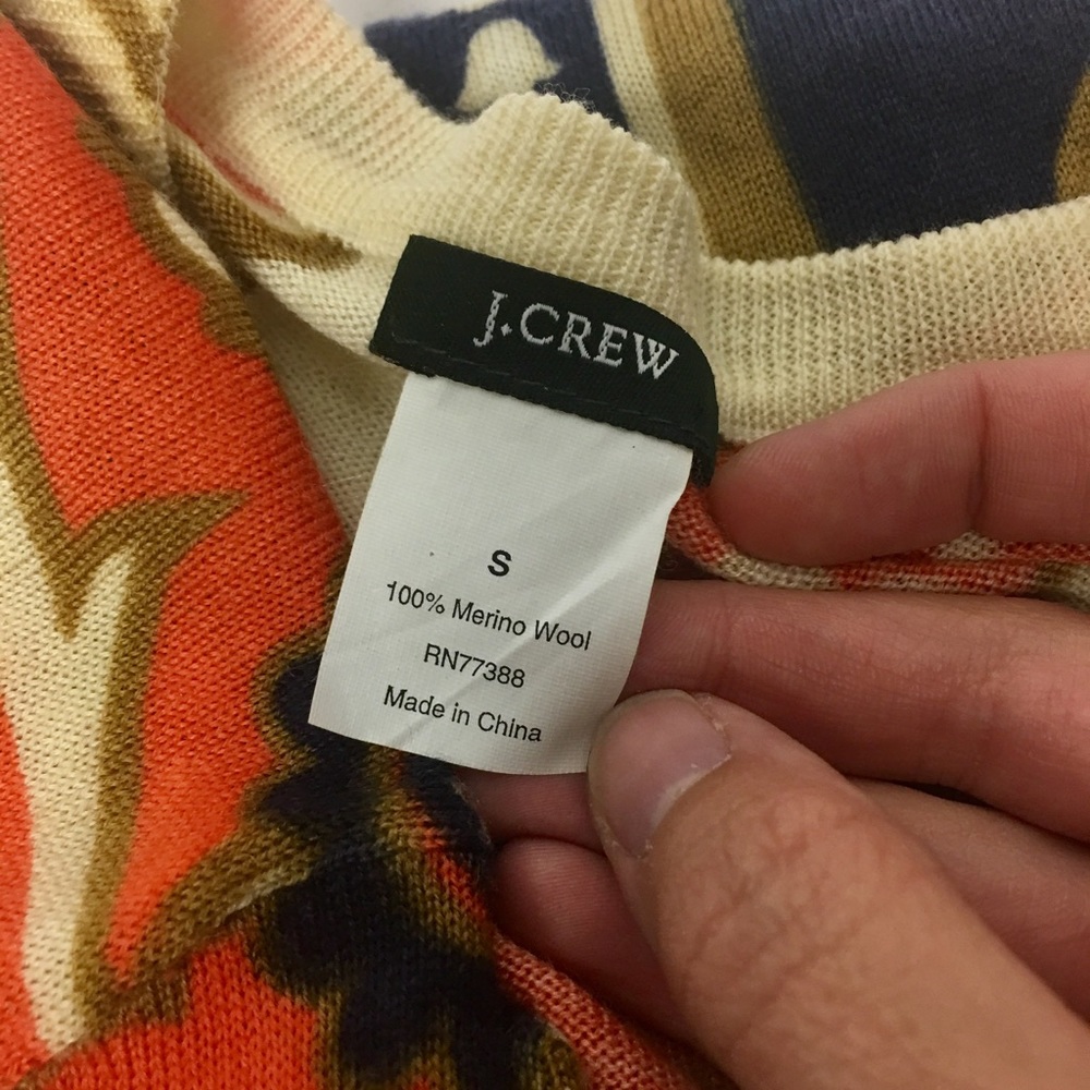 J Crew print wool cardigan sz Small