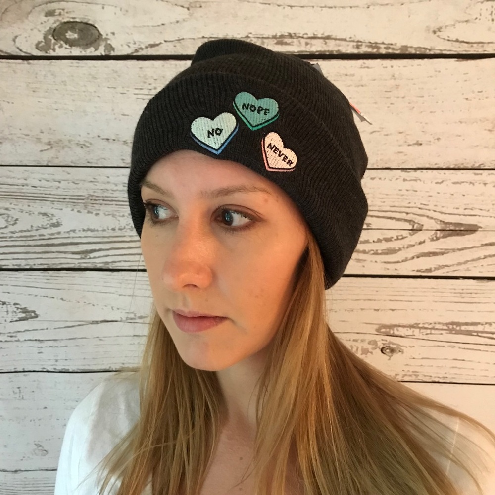 A-Lab "No Nope Never" Hearts Beanie Candy Hearts
