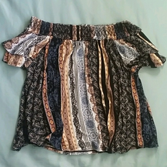 Off the shoulder, multi patterned top - Picture 5 of 5
