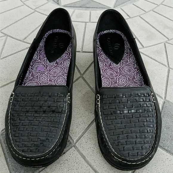 Cole Haan Shoes - Cole Haan: Black Leather Slip On Flats/Loafers