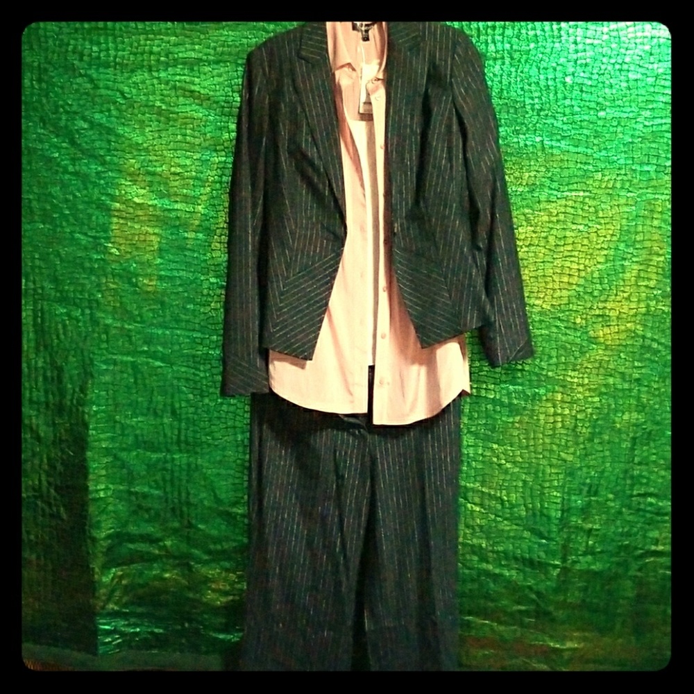 Bebe charcoal grey pinstripe suit