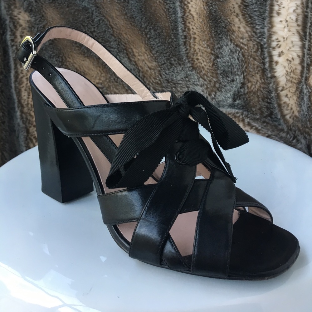 Marc Jacobs Black Leather Lace Up Pumps Wms 7.5