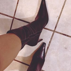 Black leather diba ankle boots