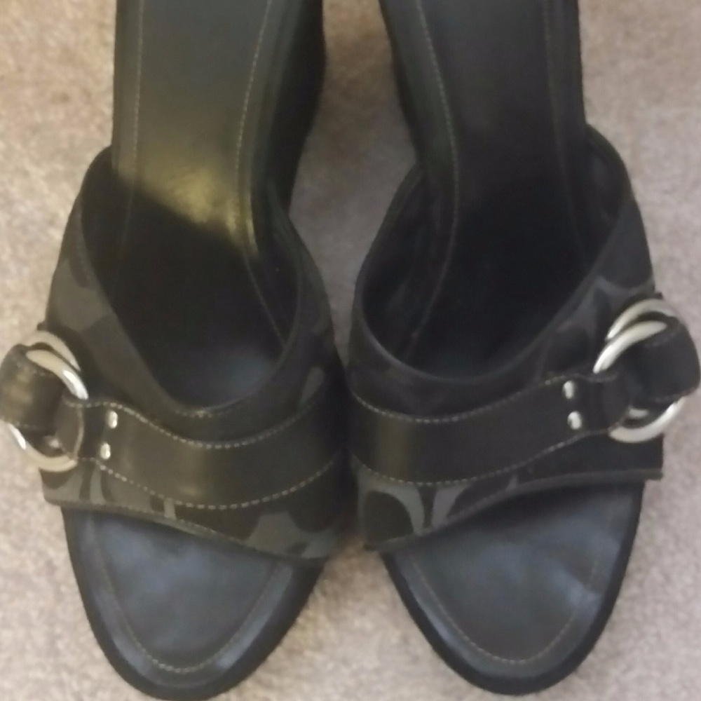 Authentic Coach Black  Suede Wedge Heel