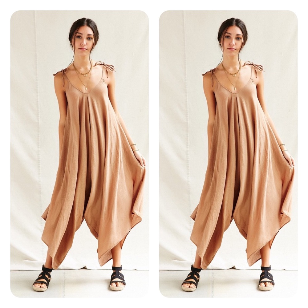 Urban Renewal Brown Linen Oversized Jumpsuit