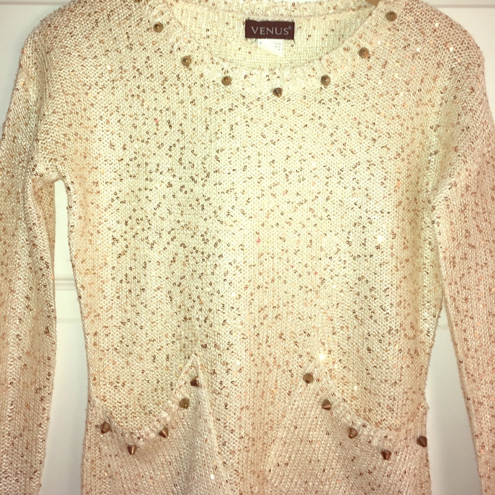 Venus Gold Sparkle Studded Sweater
