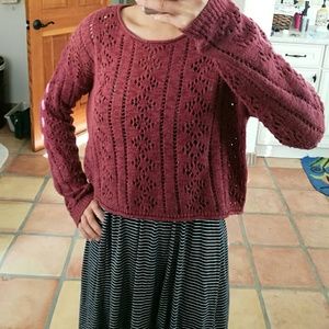 NEW Forever 21 Burgundy Crop Sweater
