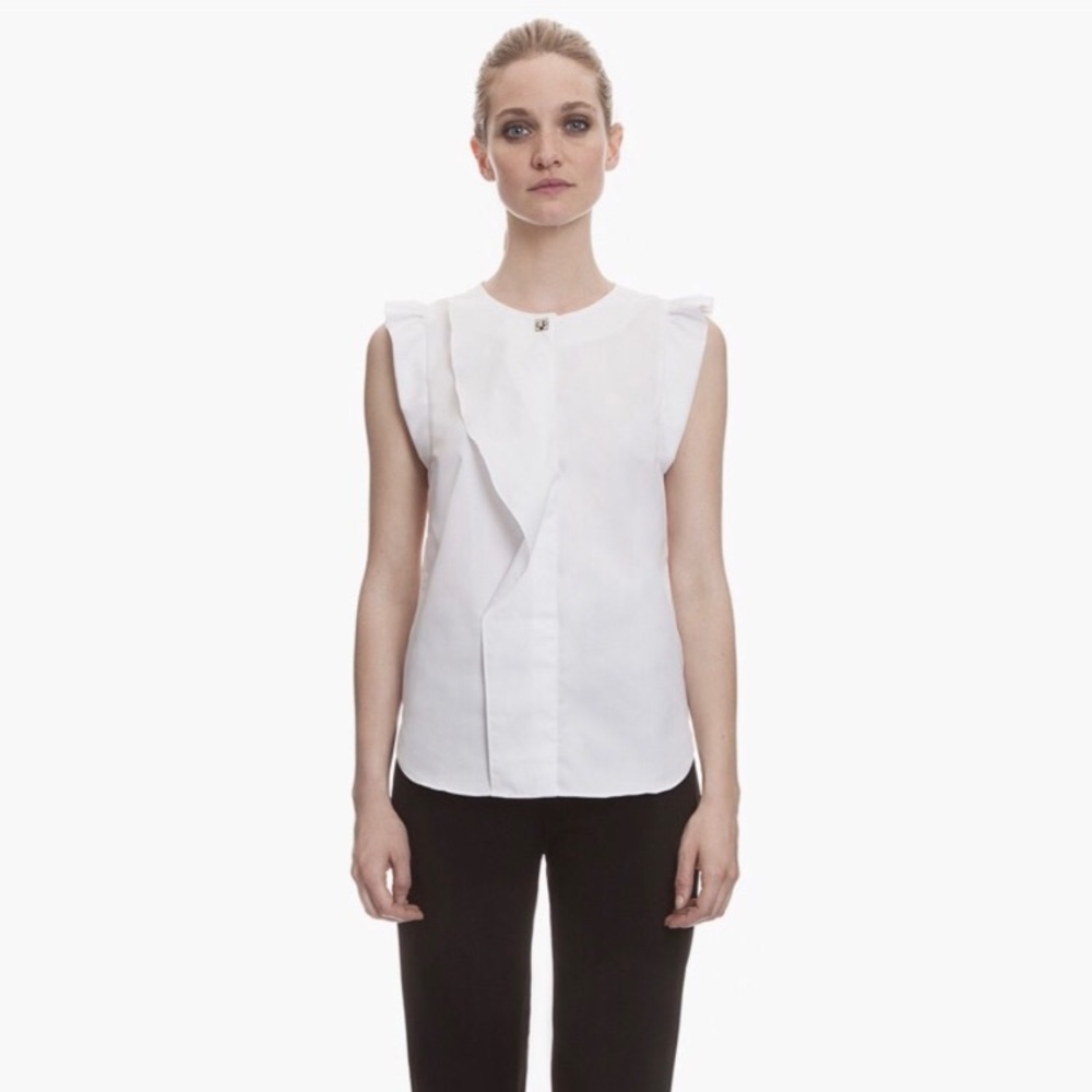 French SANDRO “Evapore” ruffle top