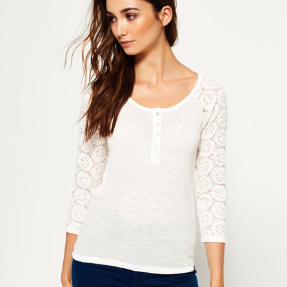 Superdry Slub Twist Jersey Lace Grandad Top