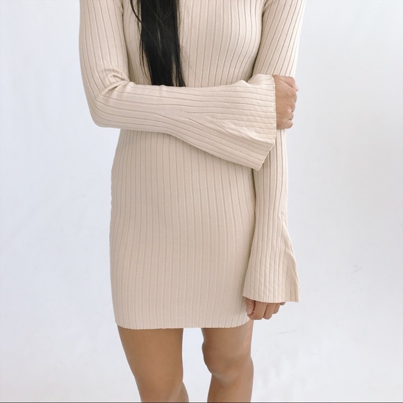 ⭐️ SALE ⭐️ REN Ribbed Knit Dress with Bell Sleeves - Picture 4 of 5