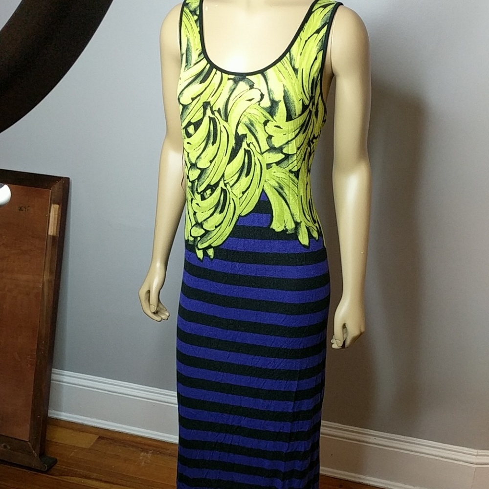 Kensie Maxi Dress Green/Blue Stripped