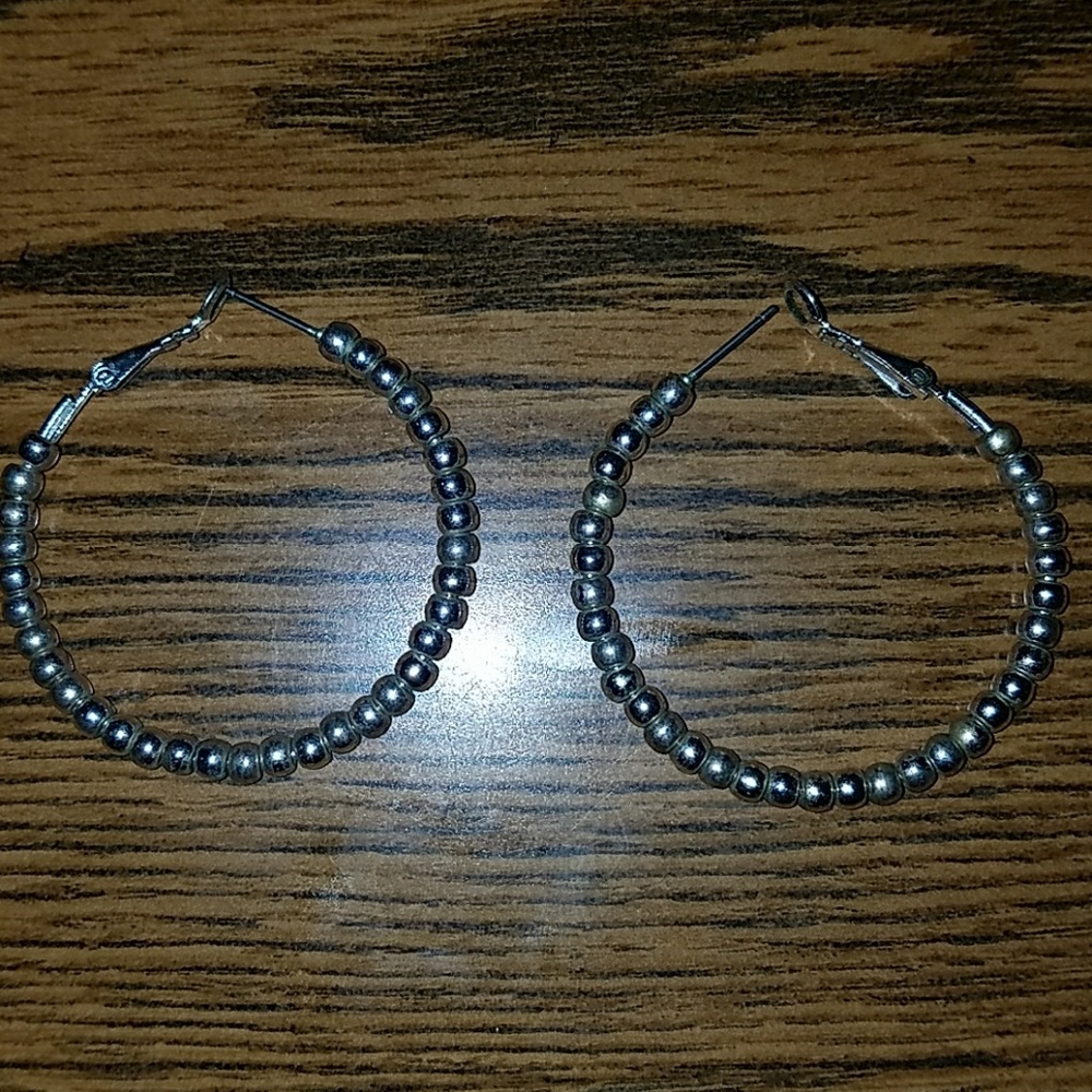 Silver ball hoops