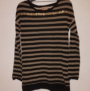 Sparkly gold and black long sleeve top