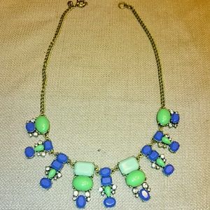 J Crew Blue and Green Gem Necklace