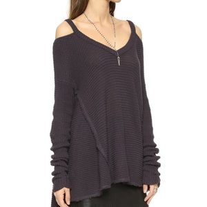 Free People cold shoulder sweater. Charcoal size L