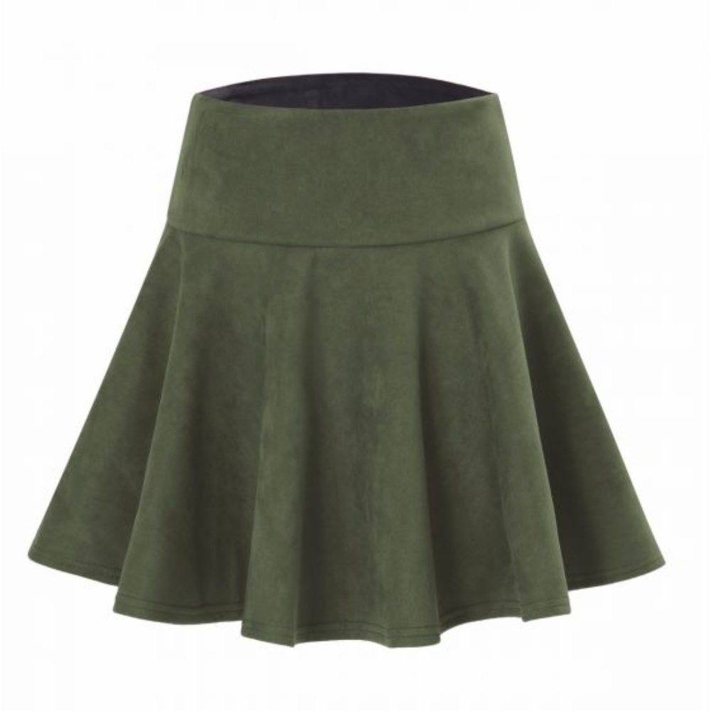  Suede High Waist Solid Color Skirt - FALL 