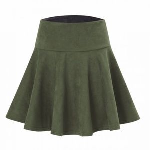  Suede High Waist Solid Color Skirt - FALL 