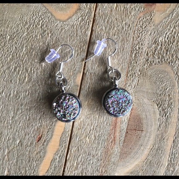 Handmade Jewelry - .925 Genuine Silver Stardust Druzy Earrings