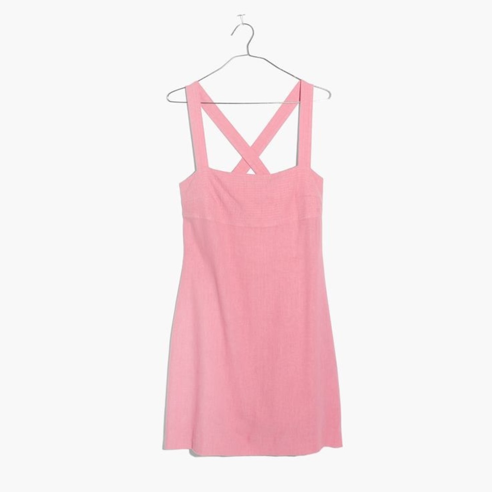 Madewell Rose Crossback Mini Linen Dress