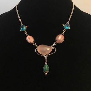 Unique Rose Quartz and Malachite Necklace