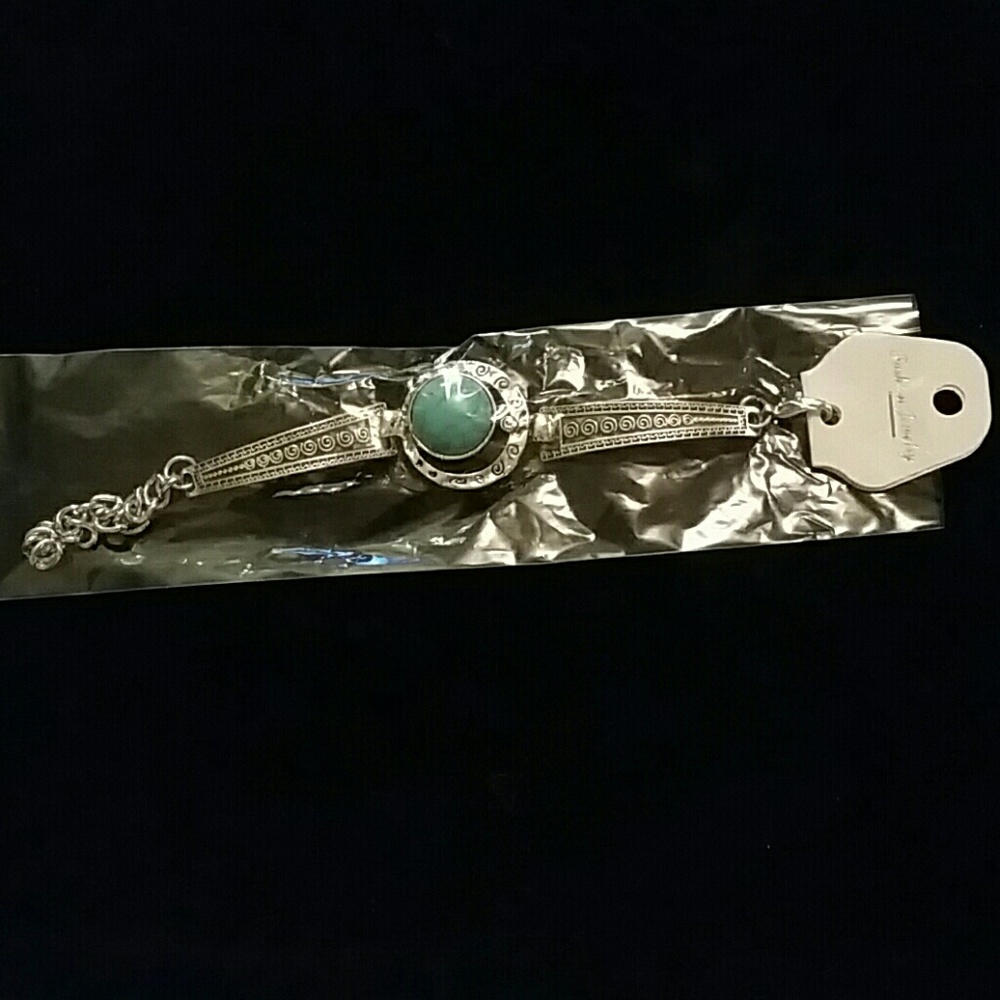 14kt White Gold plated Turquoise bracelet