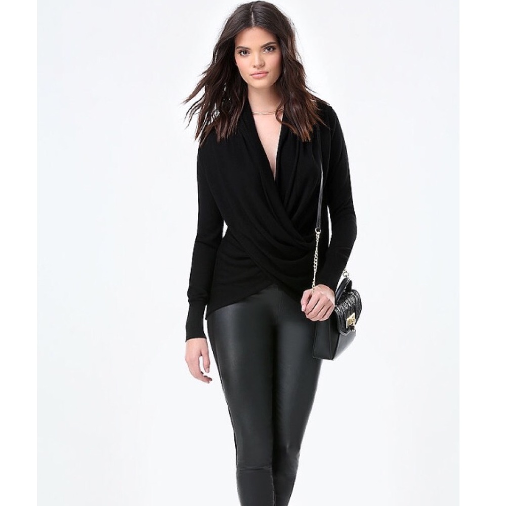 HP❣️ Bebe Crystal Cross Drape Sweater