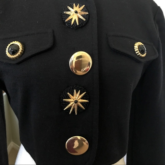 Vintage Gemma Kahng New York Celestial Buttoned Black Wool Bolero Cropped Jacket - Picture 4 of 5