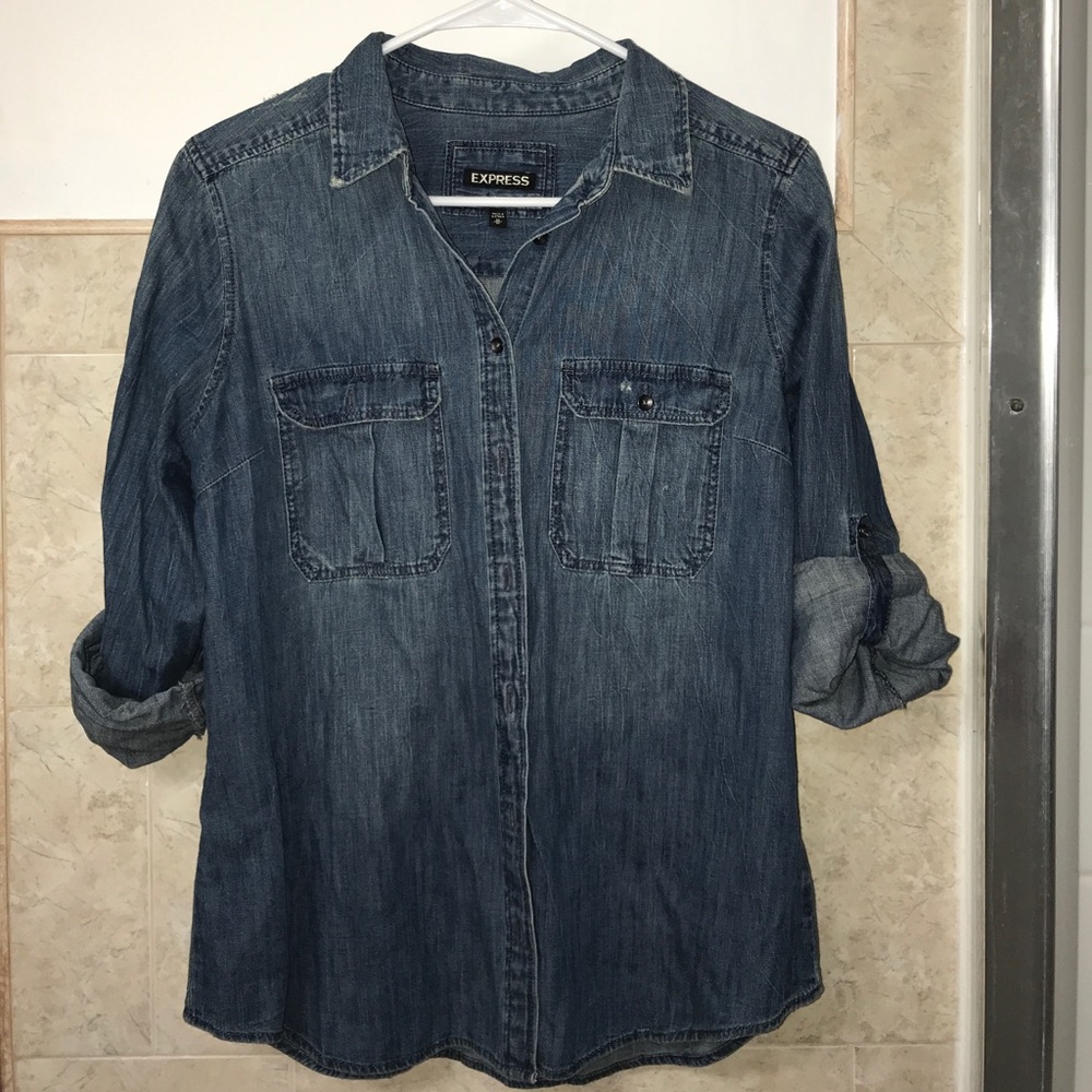 Express Medium Denim Collared Shirt