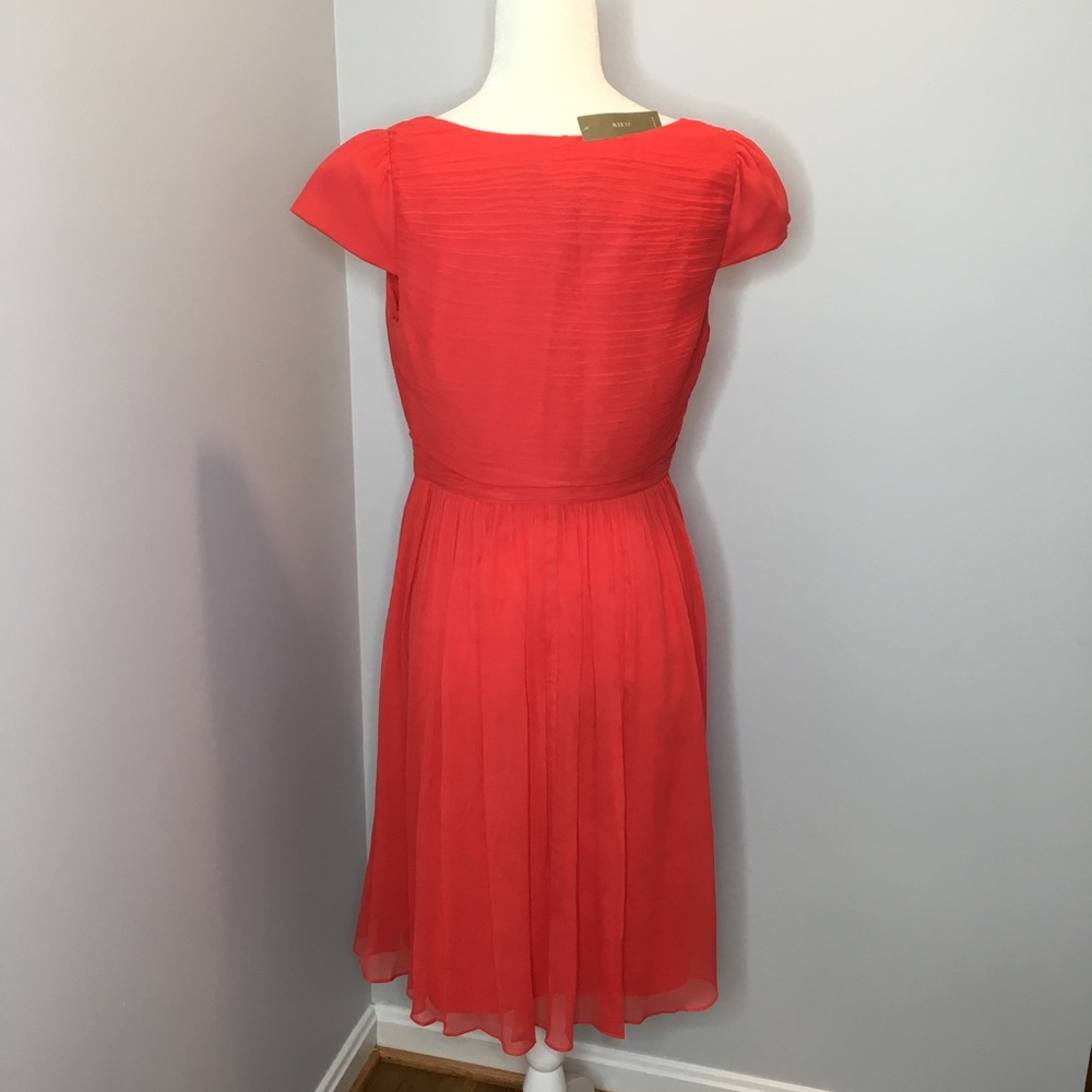  J. Crew Silk Chiffon Mirabelle Bright Coral - Picture 2 of 7
